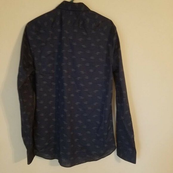 Men's Slim Fit Stretch Performance Long Sleeve Button-Down Shirt, XL, Navy - Picture 2 of 3